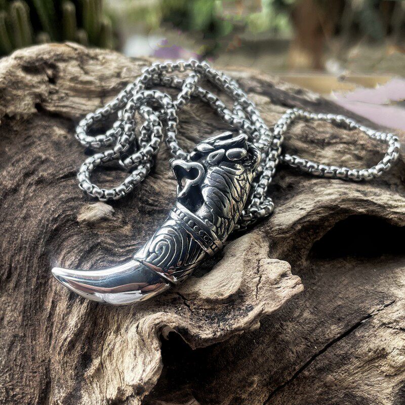 ROCK PUNK霸气狼牙钛钢吊坠士高级感嘻哈朋克欧美风复古项链