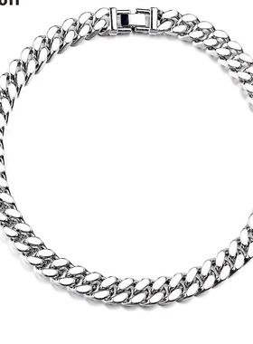 欧美嘻哈质感项链粗款白色钛钢古巴链项链hiphop男女潮流ins