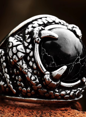 朋克风男士钛钢蛇形戒指