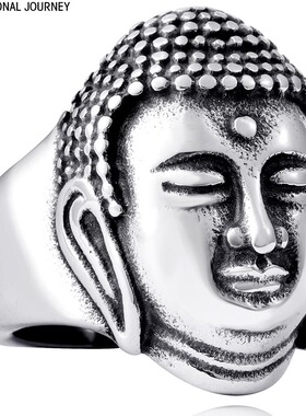 中国风释迦牟尼佛祖头像男士钛钢戒指高级感重量感宽版大码手饰品