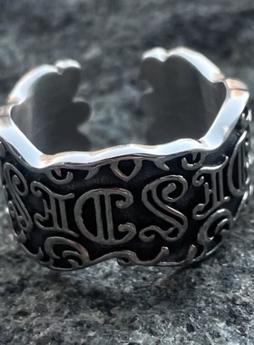朋克风音乐符文潮男戒旨男个性钛钢戒指款食指小众指环开口戒指