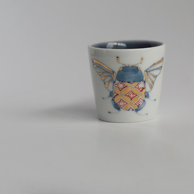 山山叠翠 全手绘青花描金展翅金龟直身杯 | 青花瓷器 茶杯 水杯
