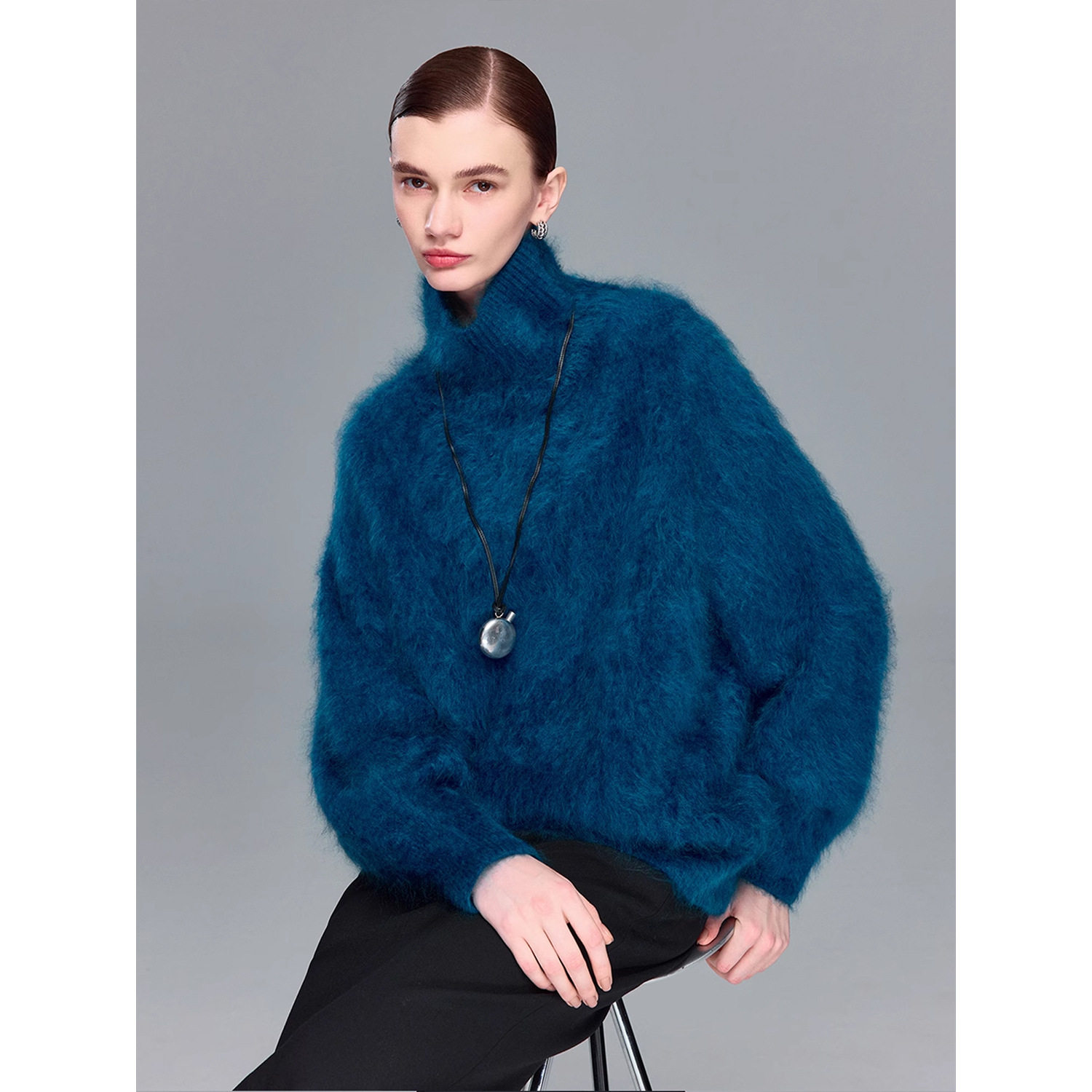 100%山羊绒女秋冬宽松慵懒风长袖上衣小皮草羊绒拉毛高领廓形毛衣,女装/女士精品,羊绒衫,淘宝优惠券,粉丝福利购,淘宝优惠卷