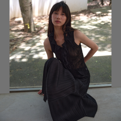 小众设计微透褶皱亲肤背心吊带