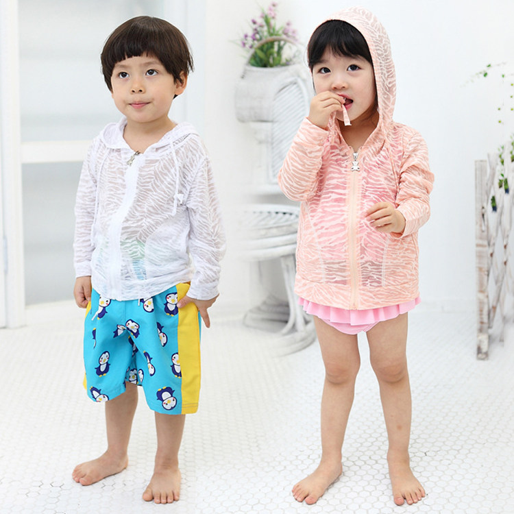 男童女孩薄款游泳儿童防晒衣 夏天海边沙滩装防紫外线旅游外套