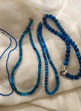 韩国ins博主fever同款蓝色串珠项链简约小众感设计高级感锁骨链女