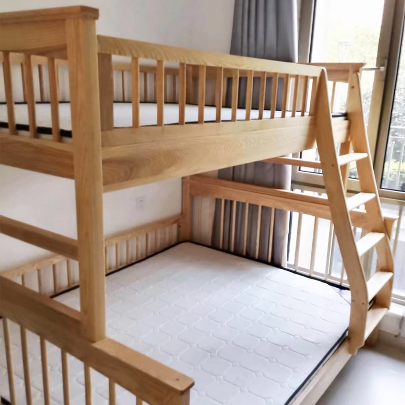 儿童实木上下铺白蜡木子母床双层可拆分现代简约成人1米5高低床