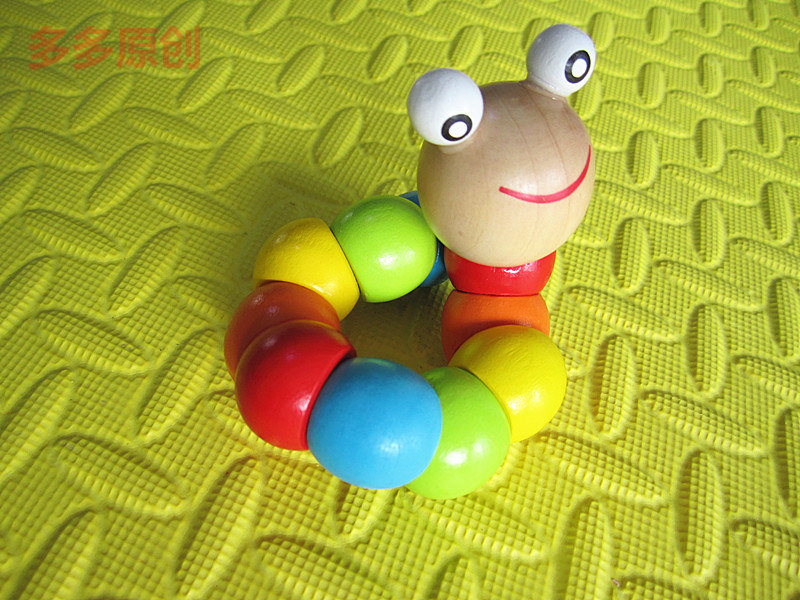 木乐器儿童手脚腕摇铃串铃棒玲握玲碰铃感知听力训4-5-6-7月宝宝