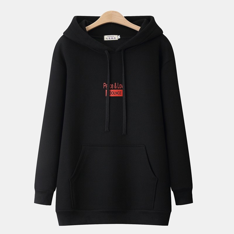 欧洲站中长款连帽卫衣女2025年春秋新款大码宽松胖mm加绒加厚外套