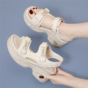 魔术贴百搭厚底凉鞋女2026新款夏季软底小个子增高运动休闲 沙滩