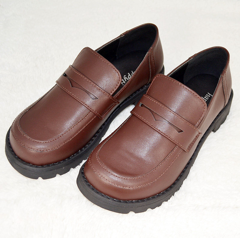 日系学生皮鞋jk男女制服水手校服單鞋真皮cos大码日式黑棕色圆头