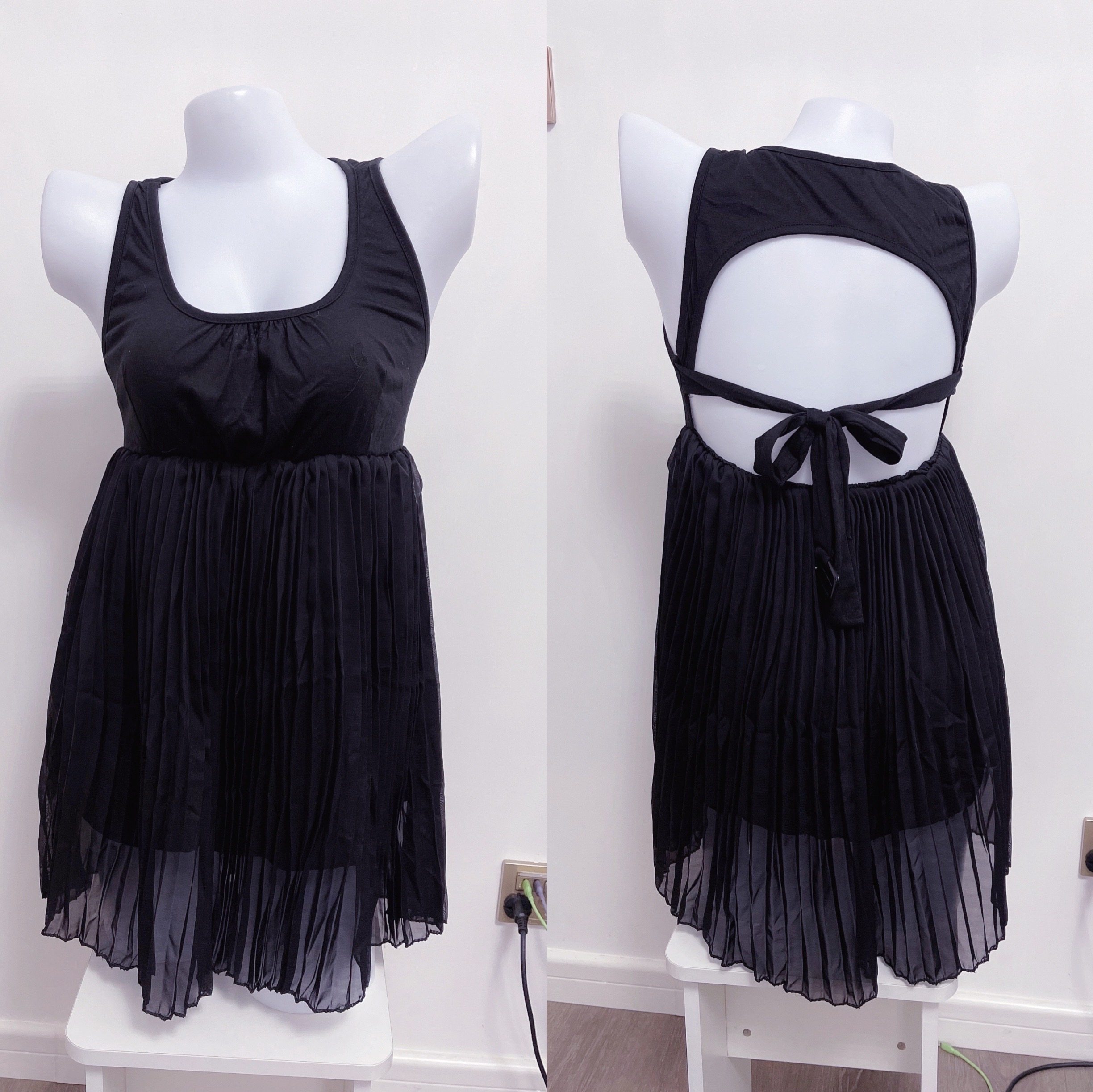 清仓样衣夜店性感u领风情雪纺俏皮无袖连衣裙蓬蓬裙