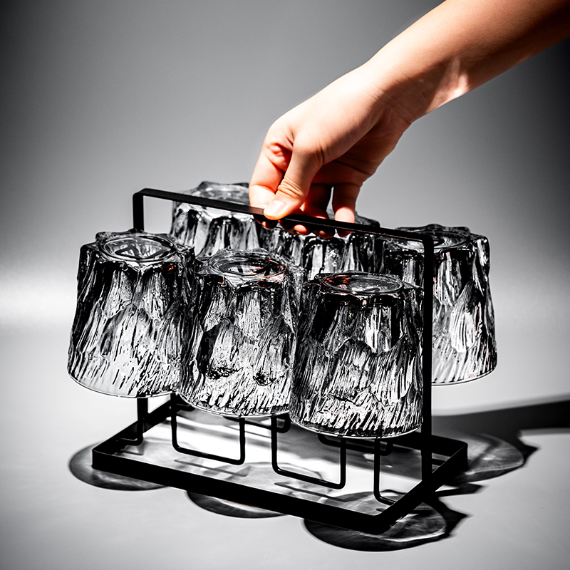 浮雕冰川玻璃杯子喝水套装茶水杯