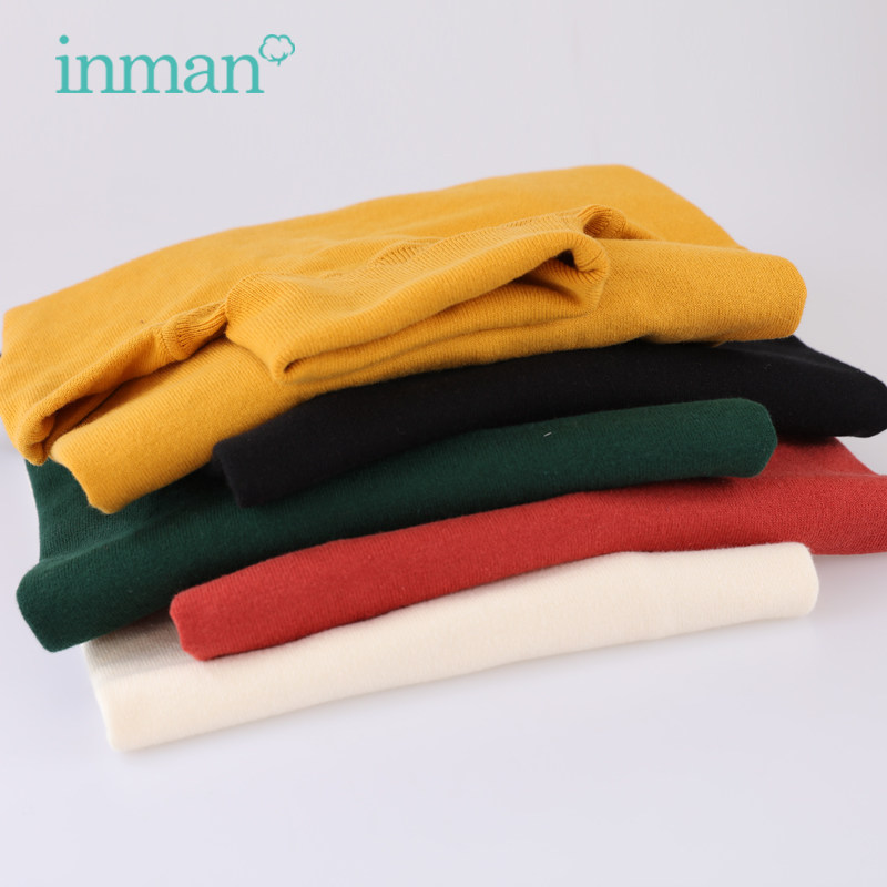 茵曼旗舰店纯色堆堆领修身薄款针织打底衫套头高领打底毛衣女秋冬