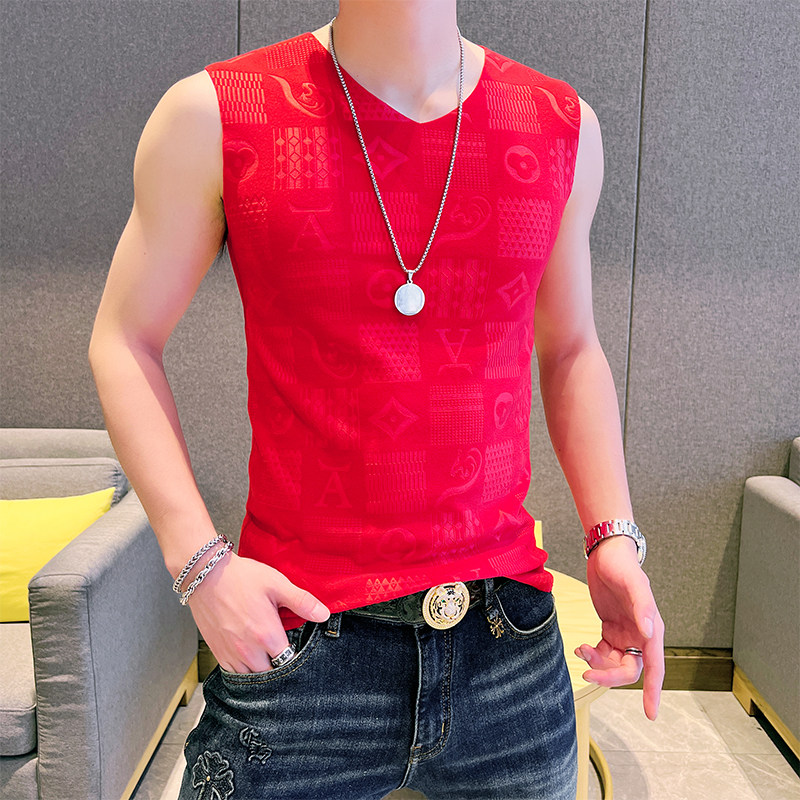 无痕保暖背心男士冬季本命年无袖德绒打底衫坎肩男款红色加绒内衣