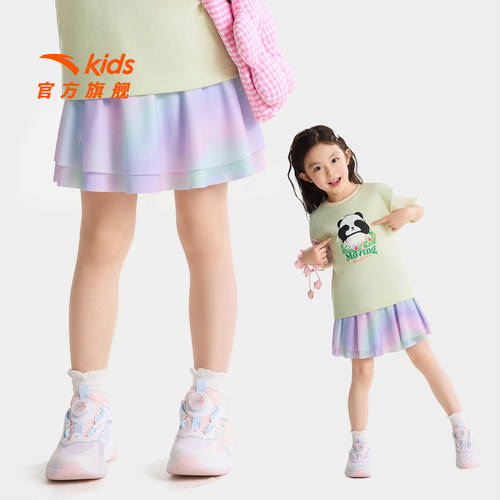 冰雪奇缘安踏女小童裙子运动短裙