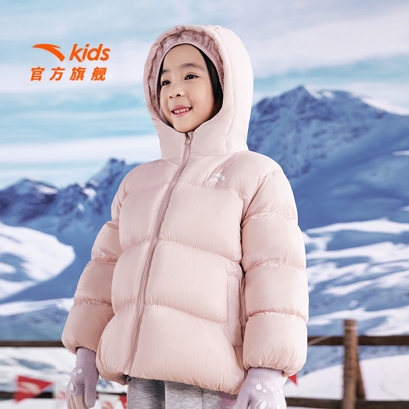 安踏儿童装女童羽绒服秋冬2024新小童宝宝保暖羽绒外套短款面包服