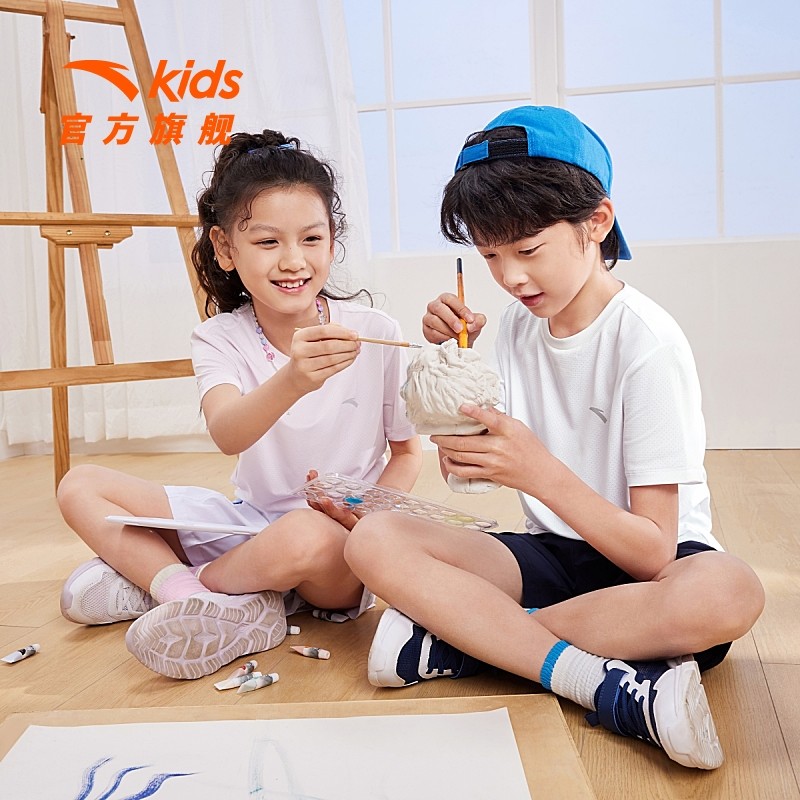 安踏儿童T恤短袖宝宝夏装2025新款速干衣服运动上衣男女童白色短T,童装/婴儿装/亲子装,T恤,淘宝优惠券,粉丝福利购,淘宝优惠卷