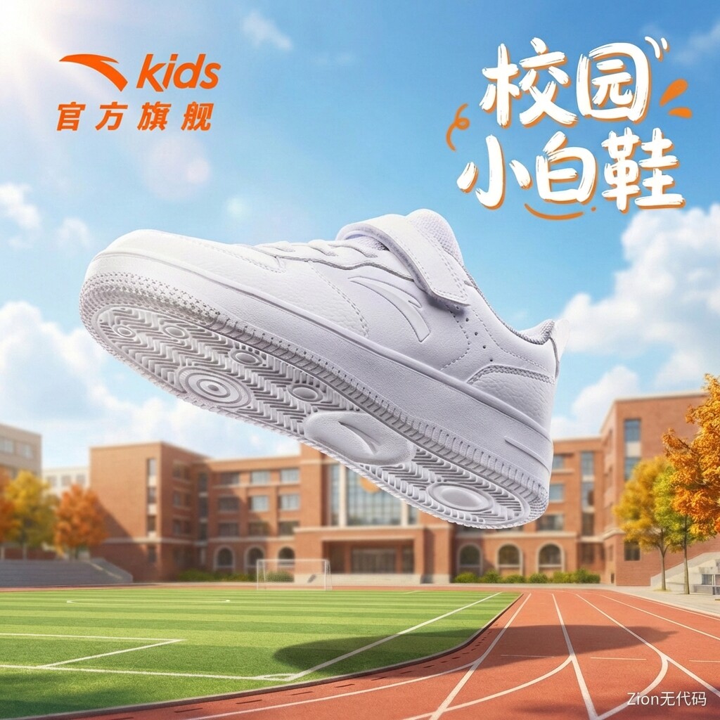 安踏儿童学生小白鞋低帮板鞋男女童春秋新款休闲运动鞋白色滑板鞋