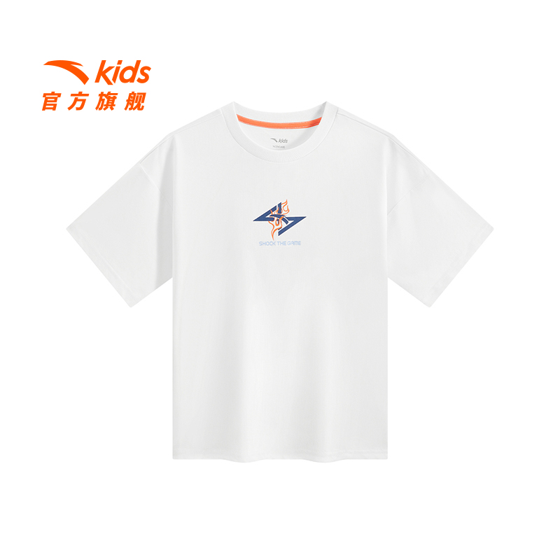 安踏儿童男大童针织短袖衫