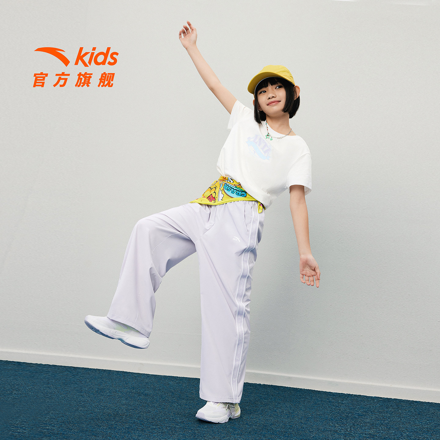 安踏儿童女大童针织运动套2026年夏季新款亲肤中大童纯棉短袖长裤