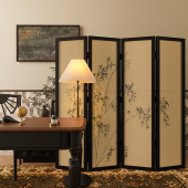 现代中式 饰实木折屏 竹子折叠屏风隔断客厅移动遮挡覆古茶室房间装