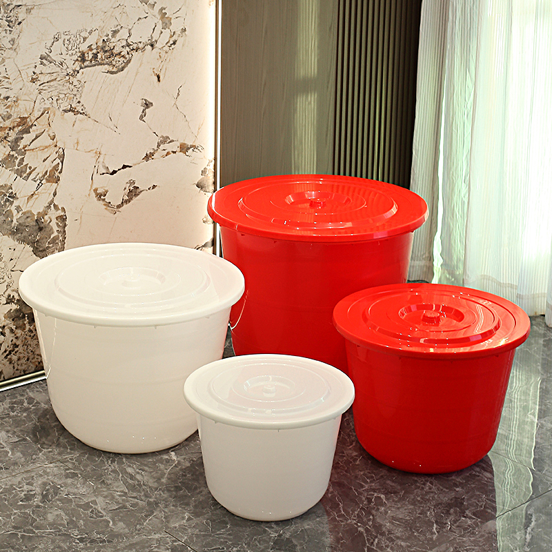 加厚水桶家用大号储水桶水缸耐用圆桶带盖胶桶大容量塑料桶三色桶