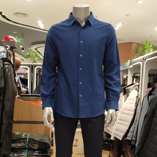 凯迪东尼.凯文莱德男装正品中年春秋季新品羊毛+羊绒休闲长袖衬衫