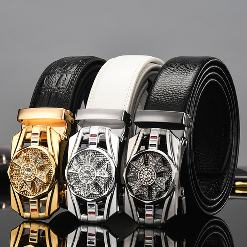 俱佳男士真皮合金百搭自动扣腰带