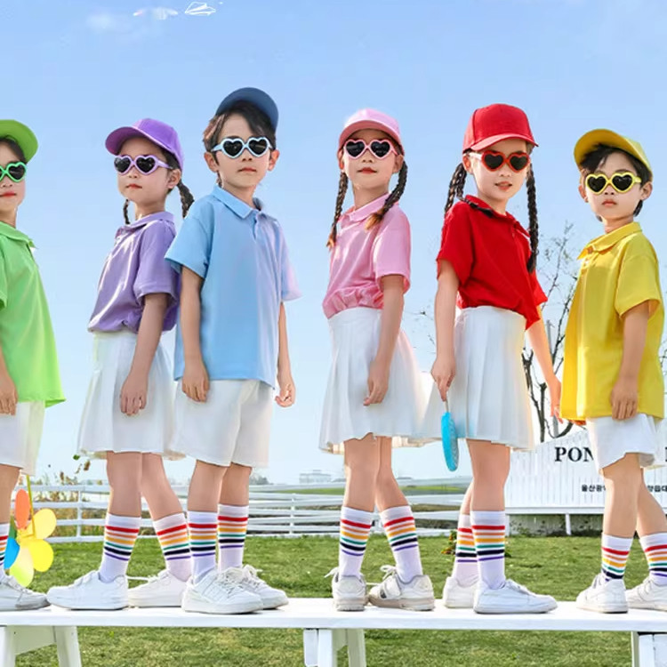 六一儿童演出服运动会糖果色POLO
