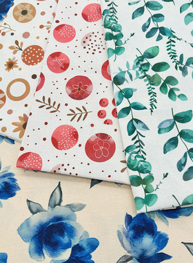 田园风绿色果蔬印花布加密棉麻布料装饰门帘布桌布面料沙发盖布头