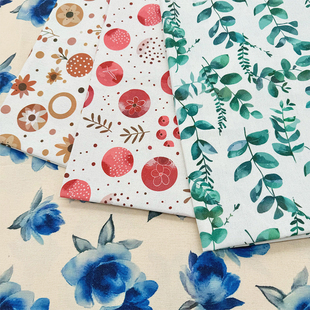 田园风绿色果蔬印花布加密棉麻布料装饰门帘布桌布面料沙发盖布头