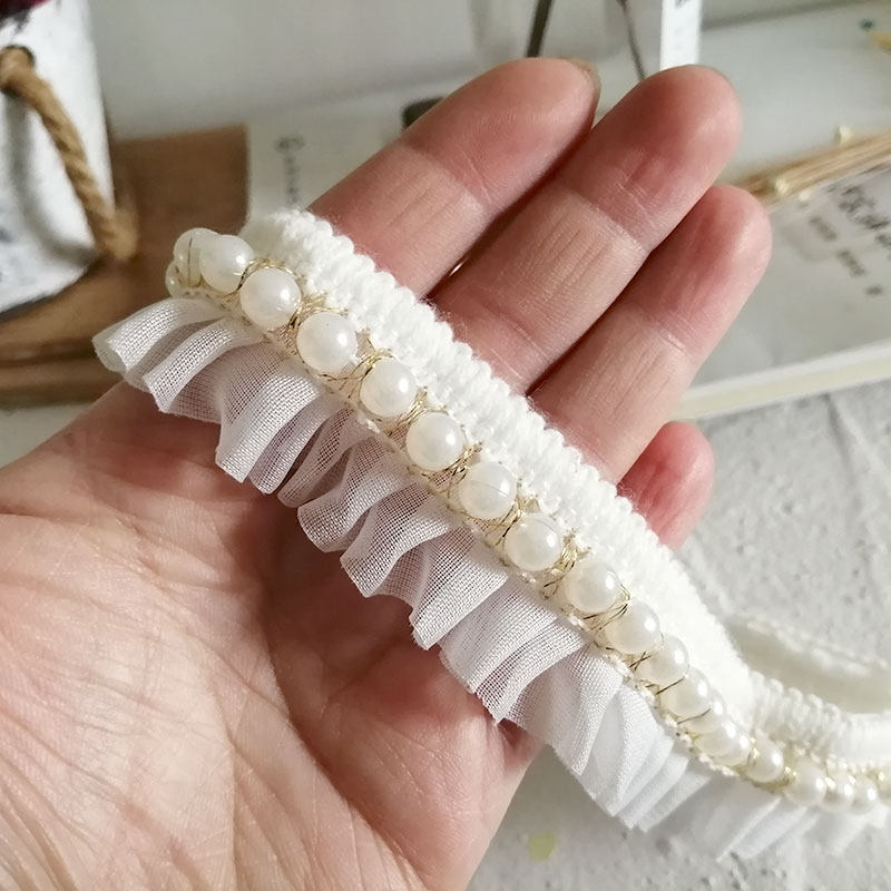 白色褶皱钉珠蕾丝花边辅料diy手工窗帘毛衣裙摆衣服立体花边装饰,居家布艺,花边,淘宝优惠券,粉丝福利购,淘宝优惠卷