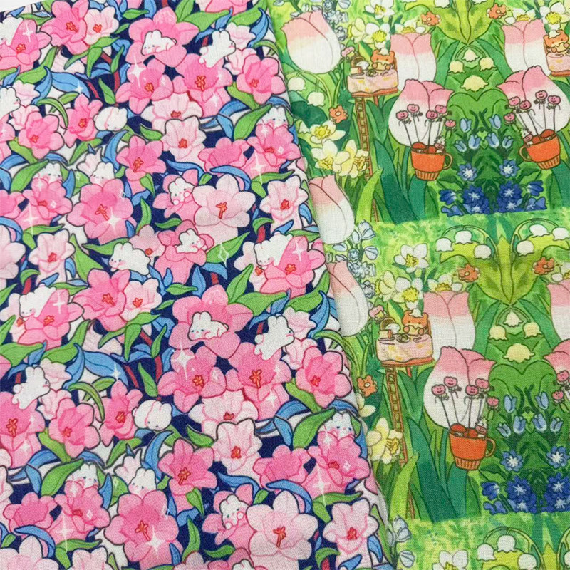 卡通插画印花布加密棉麻布料diy手工布头猫窝包包布装饰桌布面料,居家布艺,海绵垫/布料/面料/手工diy,淘宝优惠券,粉丝福利购,淘宝优惠卷