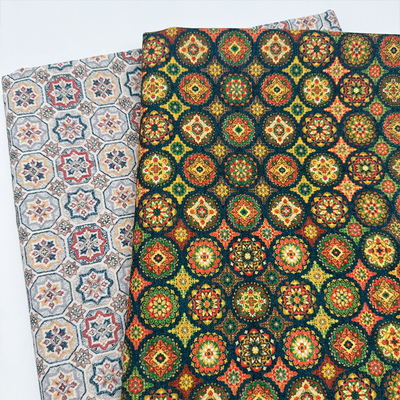 新国潮印花布加密棉麻布料装饰沙发布桌布面料窗帘布diy包书布头