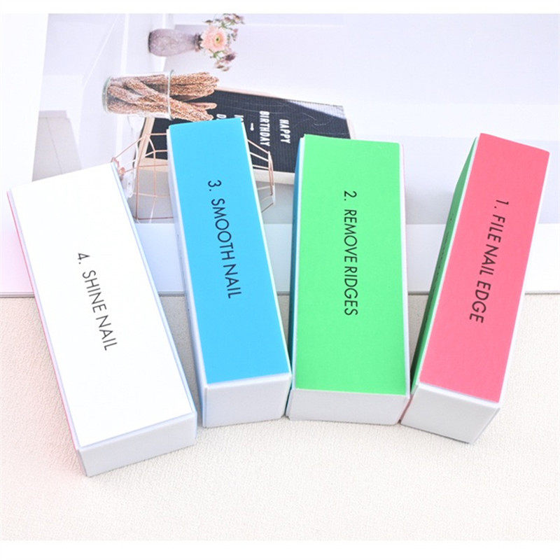 四色指甲锉套装专业修甲工具抛光块美甲豆腐块四面打磨块打磨美甲