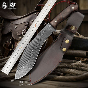 汉道大马士革巡山家用斩骨刀露营家用锻打厨房砍骨头刀锋利砍柴刀