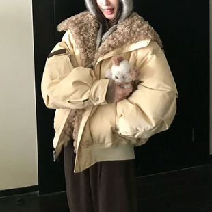 现货 天使之翼 时髦欧尼可调节毛领连帽90白鸭绒派克羽绒服冬保暖