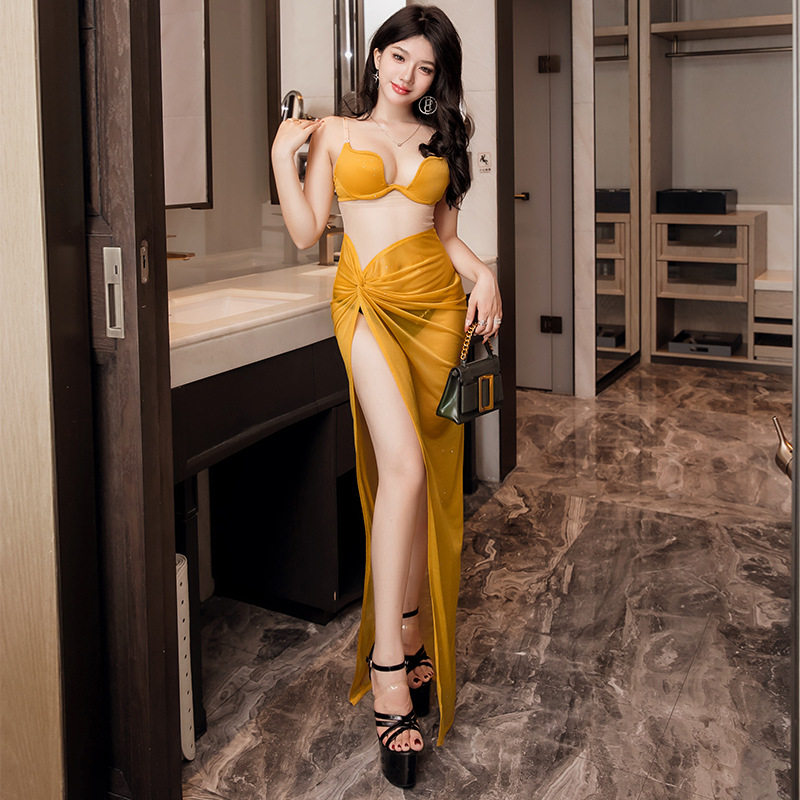 晚礼服女开叉连衣裙高级性感修身长群气质宴会吊带亮片露胸小姐