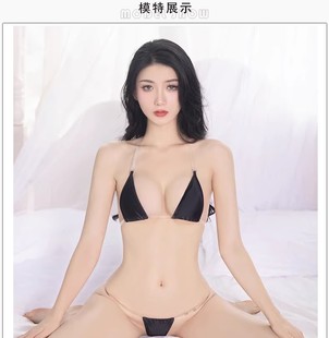 隐形小三点泳衣性感比基尼内衣mini文胸套装油光肌体健美选秀衣女