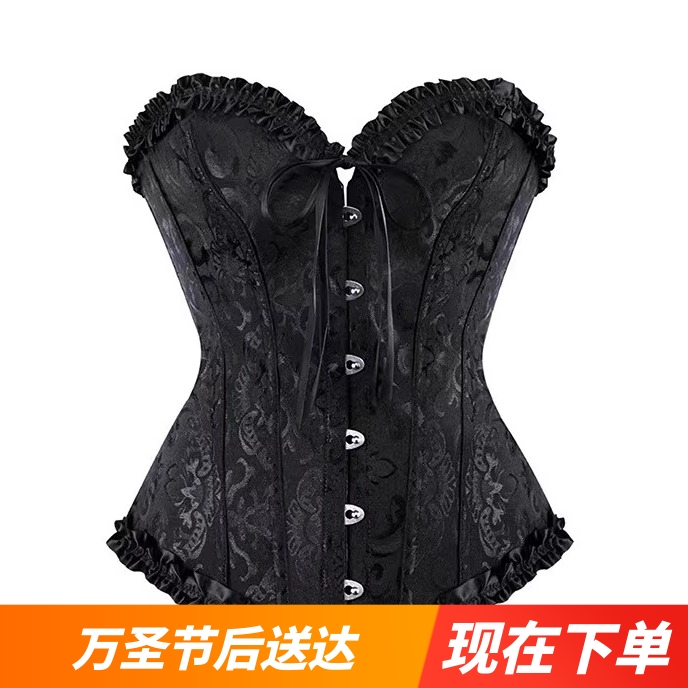 宫廷塑身衣美体上衣无肩带收腹修身显瘦性感蕾丝花边鱼骨马甲胸衣