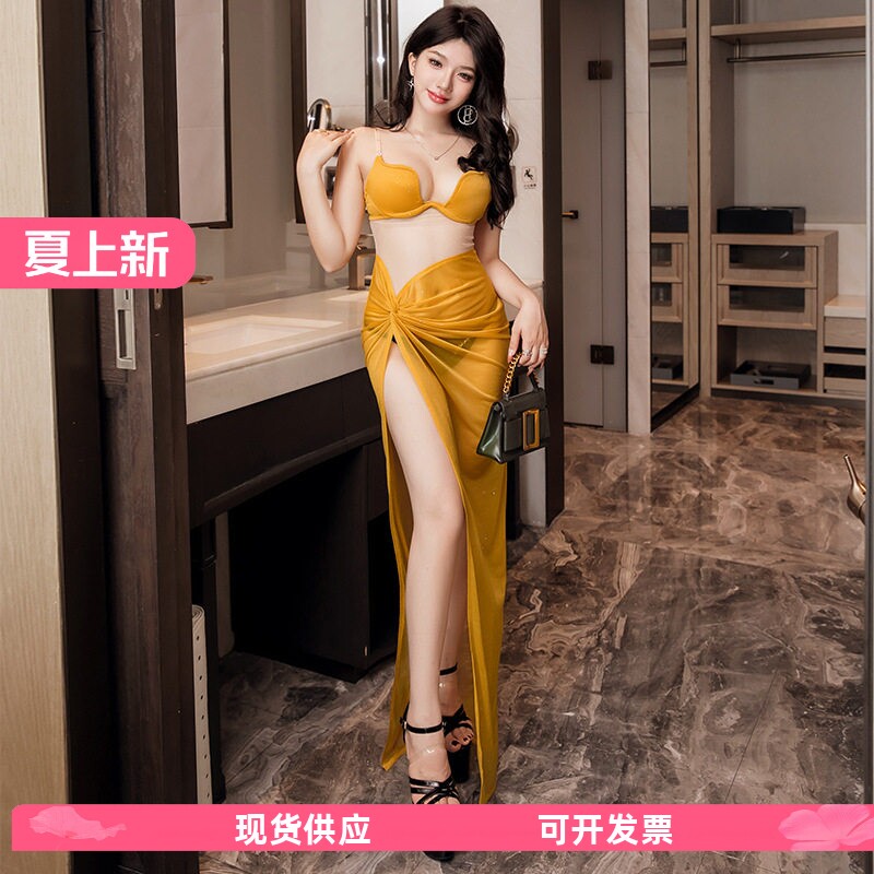晚礼服女开叉连衣裙高级性感修身长群气质宴会吊带亮片露胸小姐