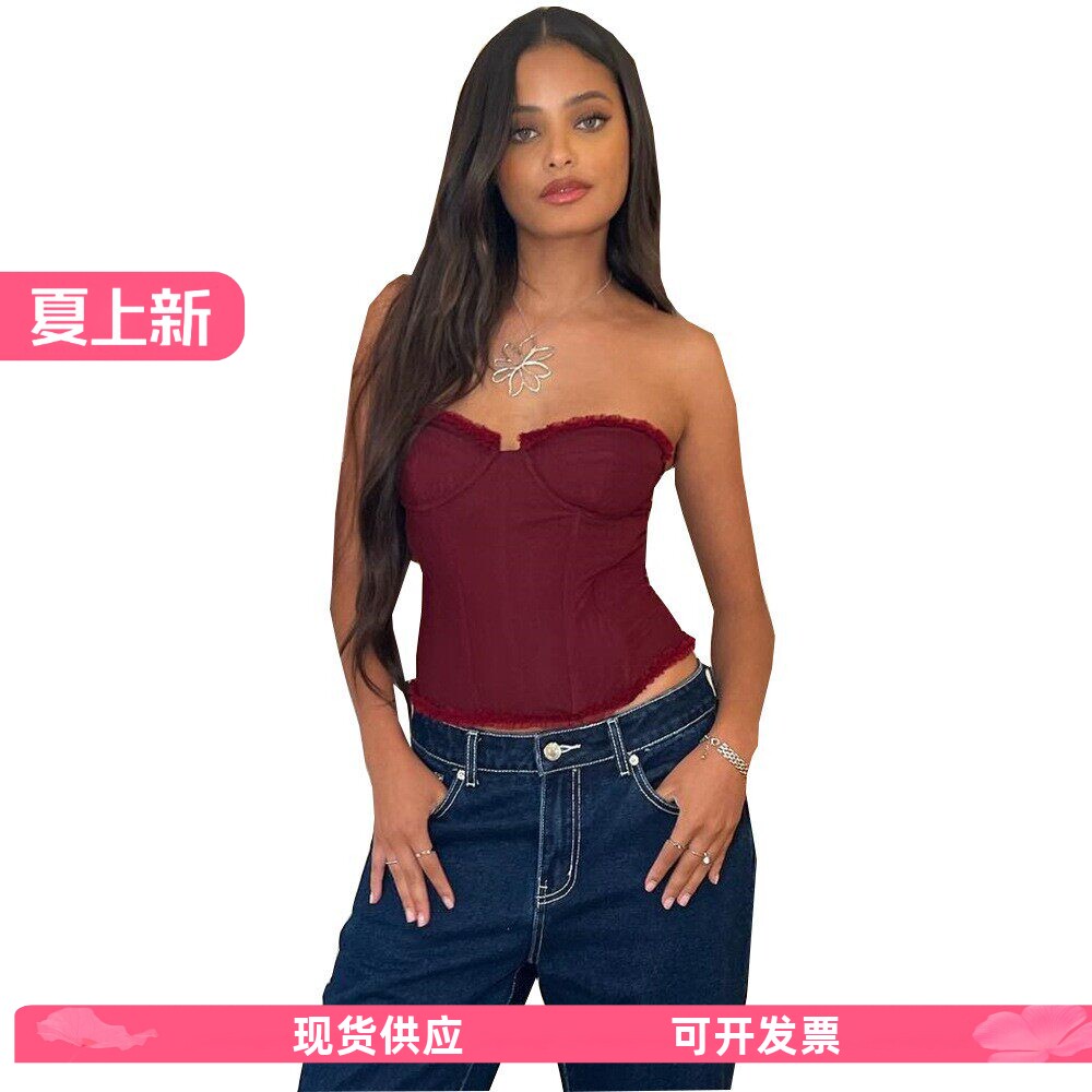 欧美蕾丝胶骨塑身性感抹胸
