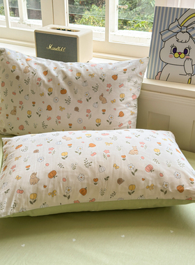 枕套一对全棉纯棉枕芯套2只个枕头罩枕头套男女大学生宿舍45x75CM