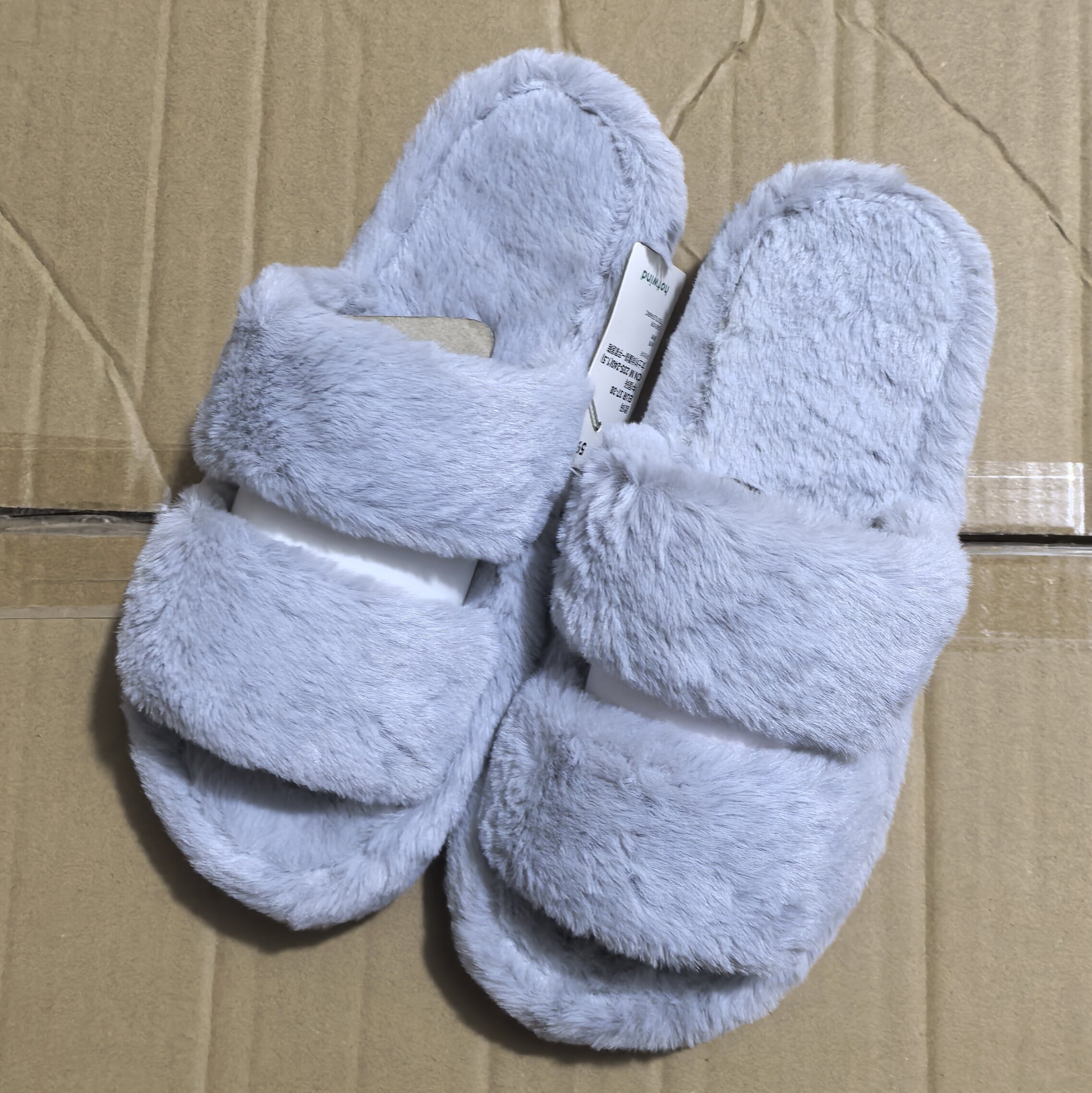 女士拖鞋秋冬静音鱼嘴无声平底室内家居保暖毛绒拖鞋女开口拖鞋子