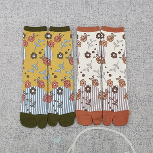 和风中筒女士二趾袜两指分夹脚卡通棉袜猪蹄袜子 日式 满19元 包邮