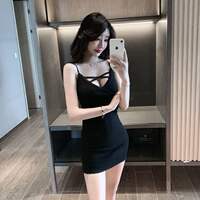 蕾丝交叉低胸辣妹性感夜总店技师浴场工作服修身包臀吊带连衣裙夏 thumbnail 2