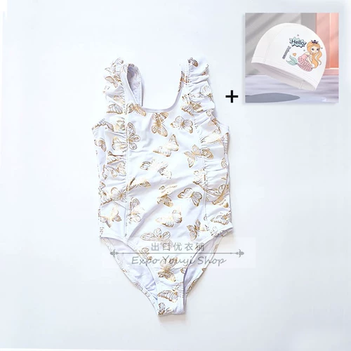 Купальник, полиуретановая белая дизайнерская плавательная шапочка, на возраст 3-8 лет