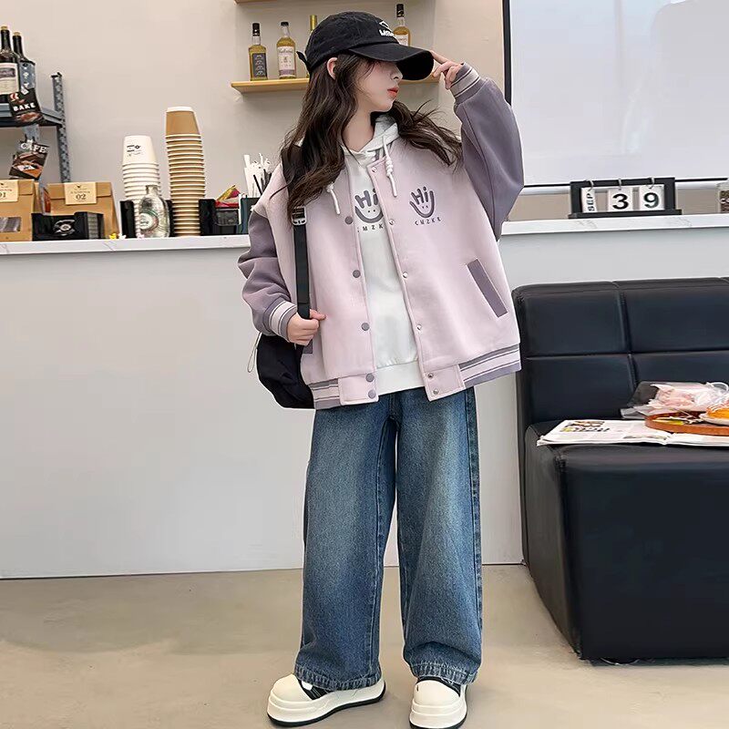 女童春秋洋气棒球服三件套