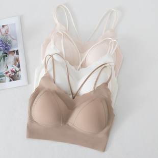 夏季 美背文胸吊带小背心女加厚小胸带胸垫抹胸内衣交叉带内搭裹胸